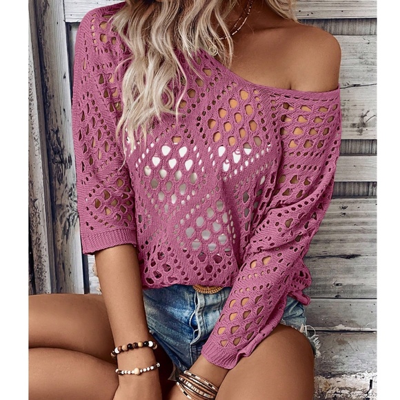 Cozy Semi Sheer Lightweight One Shoulder Top - Picture 5 of 11